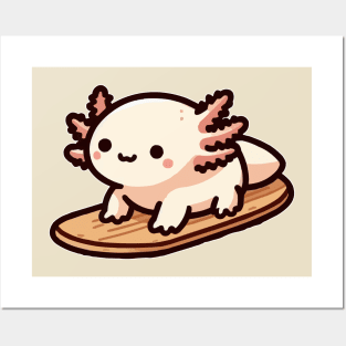 axolotl funny sandboarding Posters and Art